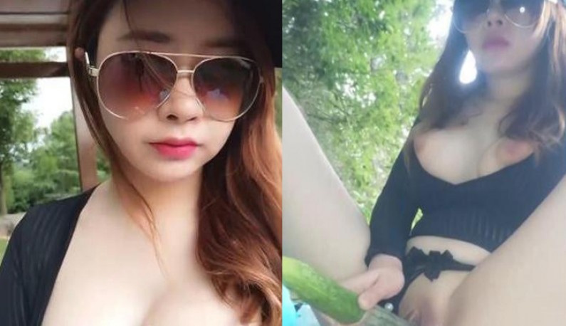 [食物高潮] 大奶美女主播蜜桃Q妹 到公园找了块风水宝地解放爆乳!!